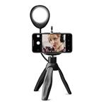 SBS - Tripod statív so selfie svetlom, bezdrôtová spúšť, čierna